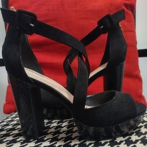 Black 4.5 inch block heel formal sandal Size 8